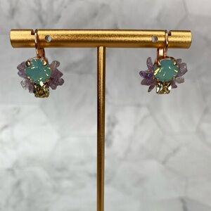 Belladonna Leaver Back Earrings Swarovski Crystals And Amethyst Never Been Worn